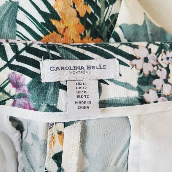 Carolina Belle Shorts Size 12 Floral Tropical Pleated Side Zip Flowy Lightweight - Picture 3 of 13